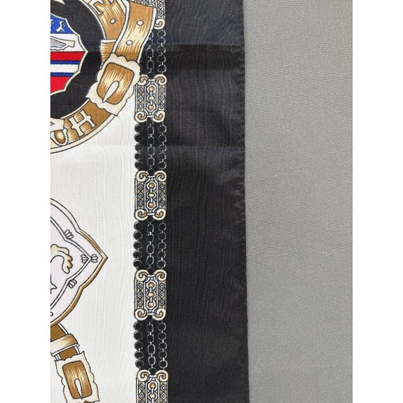 Vintage Heraldic Emblem Scarf Black/Gold/Red/Blue Made In Japan 100% Polyester - Picture 3 of 5